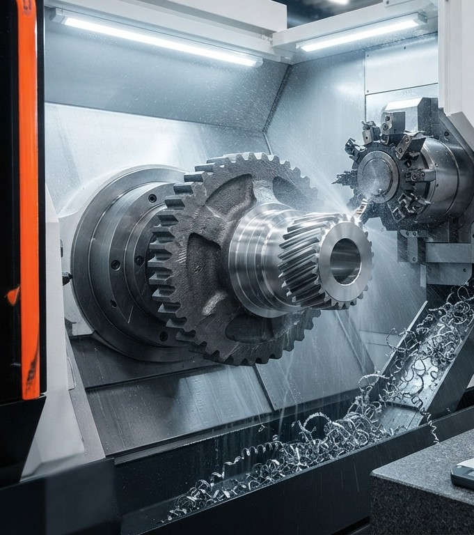 CNC turning of a hydraulic component